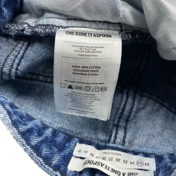 ONE X ONETEASPOON Bandits High Waisted Slim Fit Cuffed Hem Denim Short Sz 23 - Picture 7 of 9